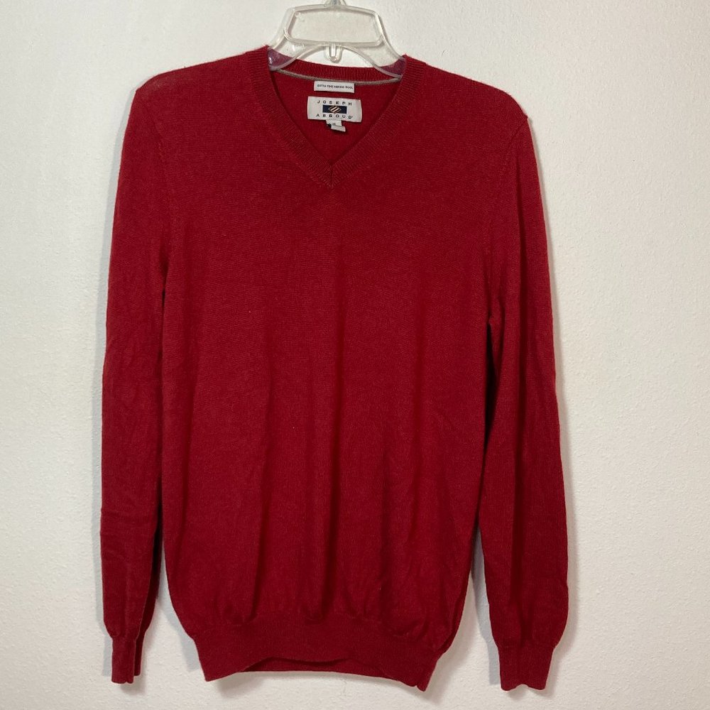 Joseph Abboud Merino Wool V-Neck Red Sweater Size Medium